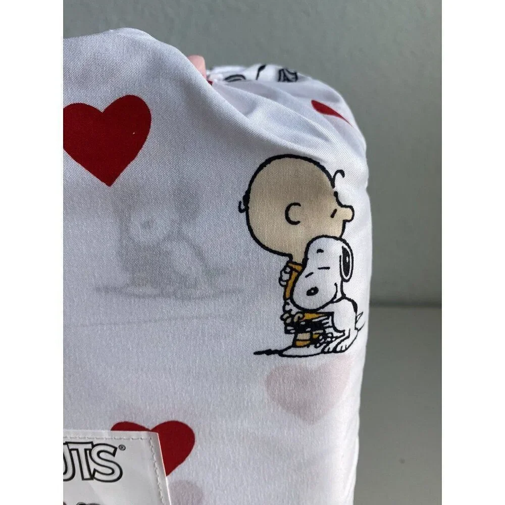 Peanuts Snoopy Charlie Brown‎ Red Hearts Valentines Day QUEEN Size Sheet Set NEW